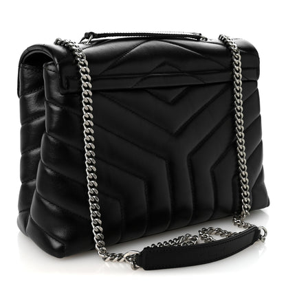Saint Laurent Calfskin Y Quilted Monogram Small Loulou Chain Satchel Black 3 of 9