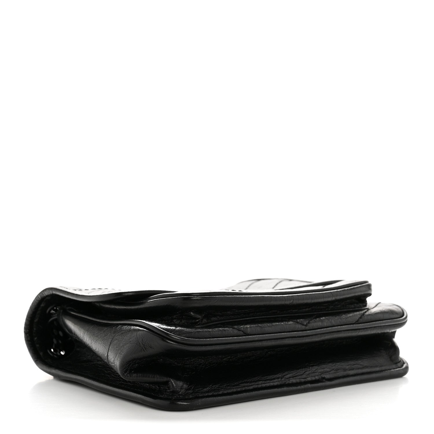 Saint Laurent Crinkled Calfskin Matelasse Monogram Baby Niki Chain Satchel Black 4 of 14