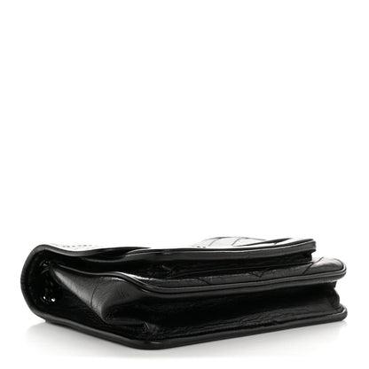 Saint Laurent Crinkled Calfskin Matelasse Monogram Baby Niki Chain Satchel Black 4 of 14