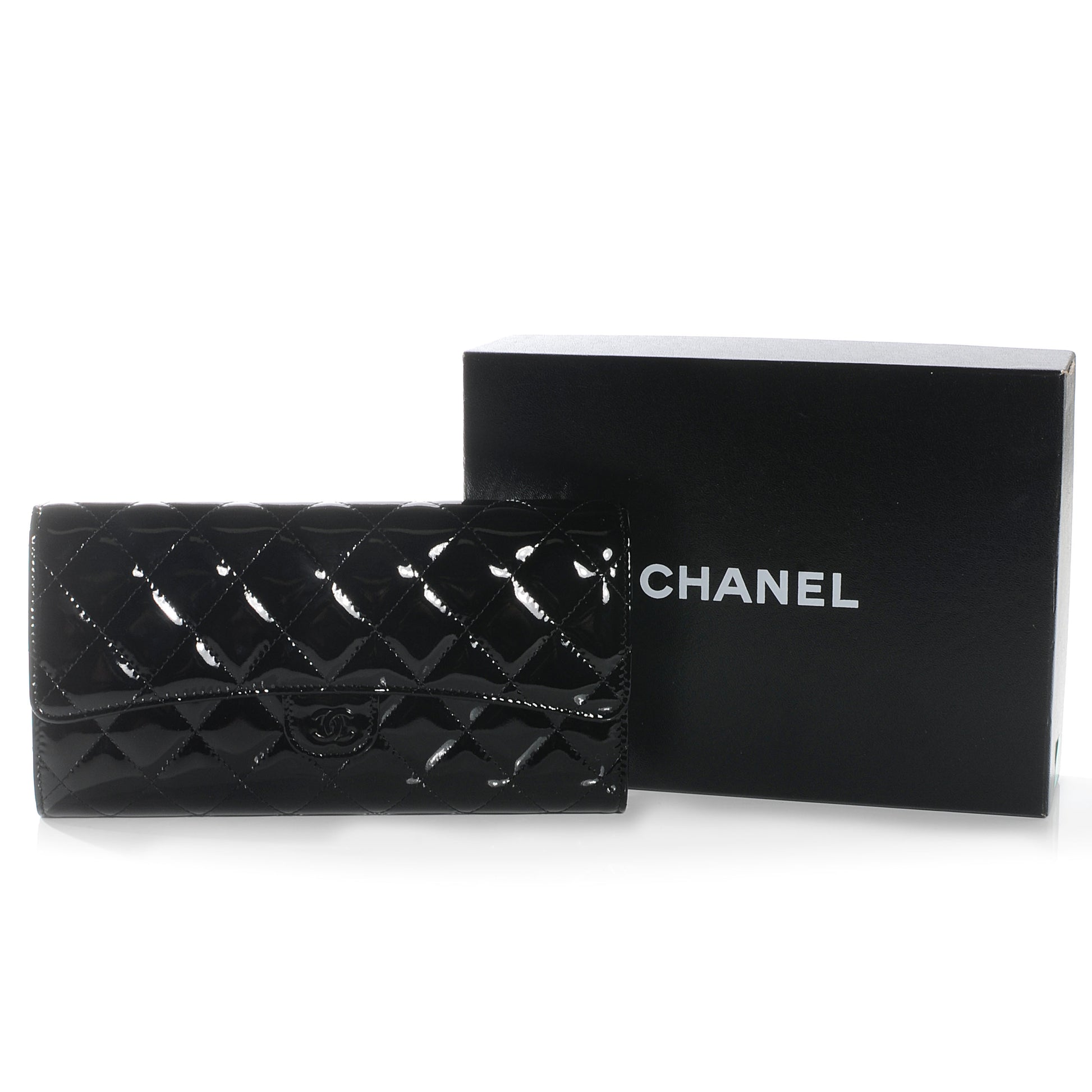 Chanel Patent Quilted Travel Wallet Black 5 of 8