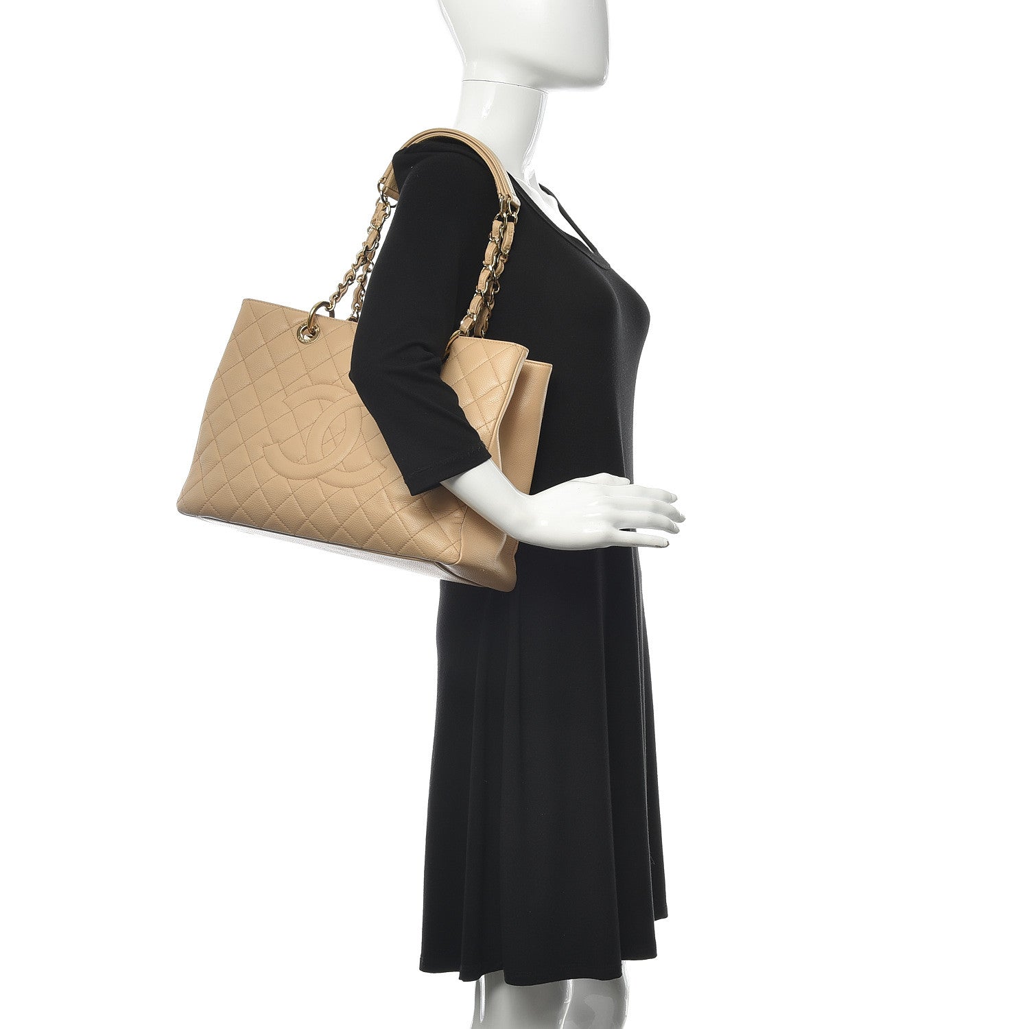Chanel Caviar Quilted Grand Shopping Tote GST Beige 2 of 14