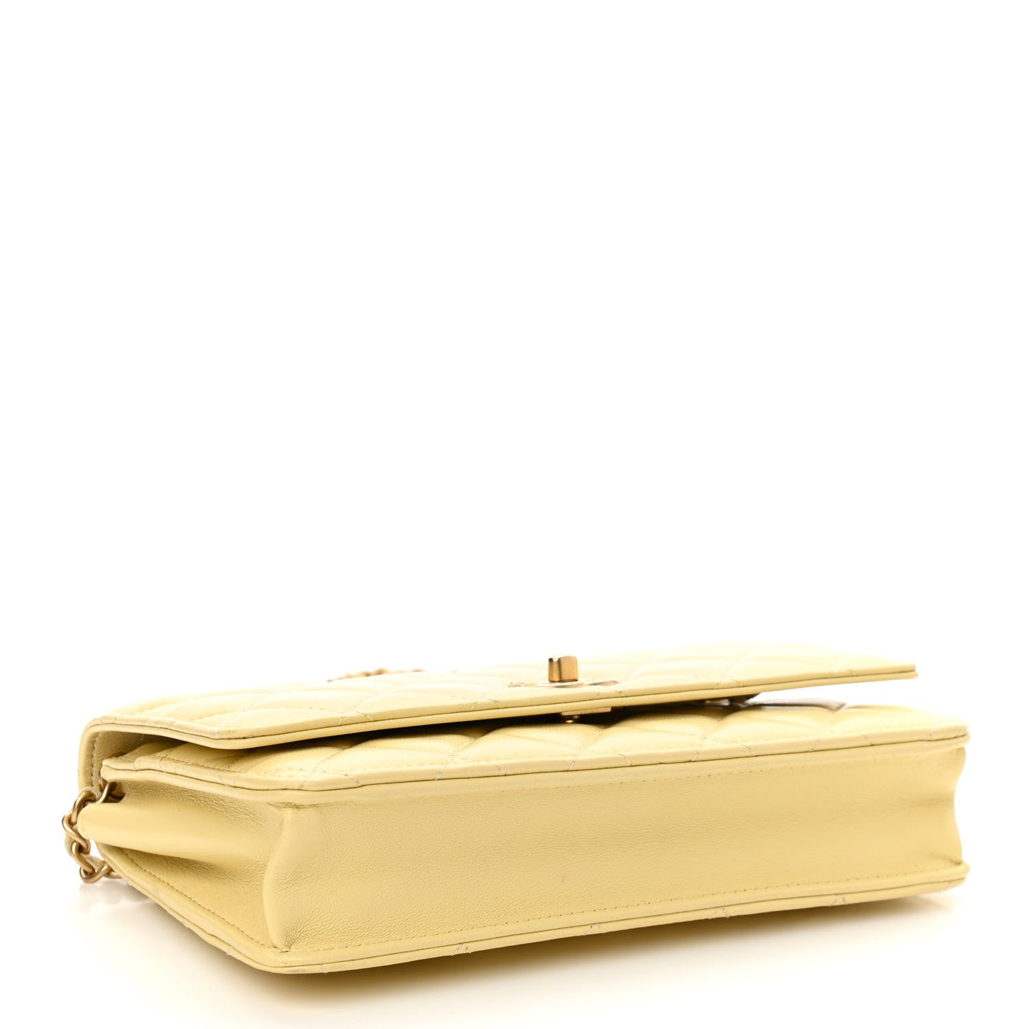 Chanel Lambskin Quilted Pearl Crush Wallet on Chain WOC Yellow 4 of 12