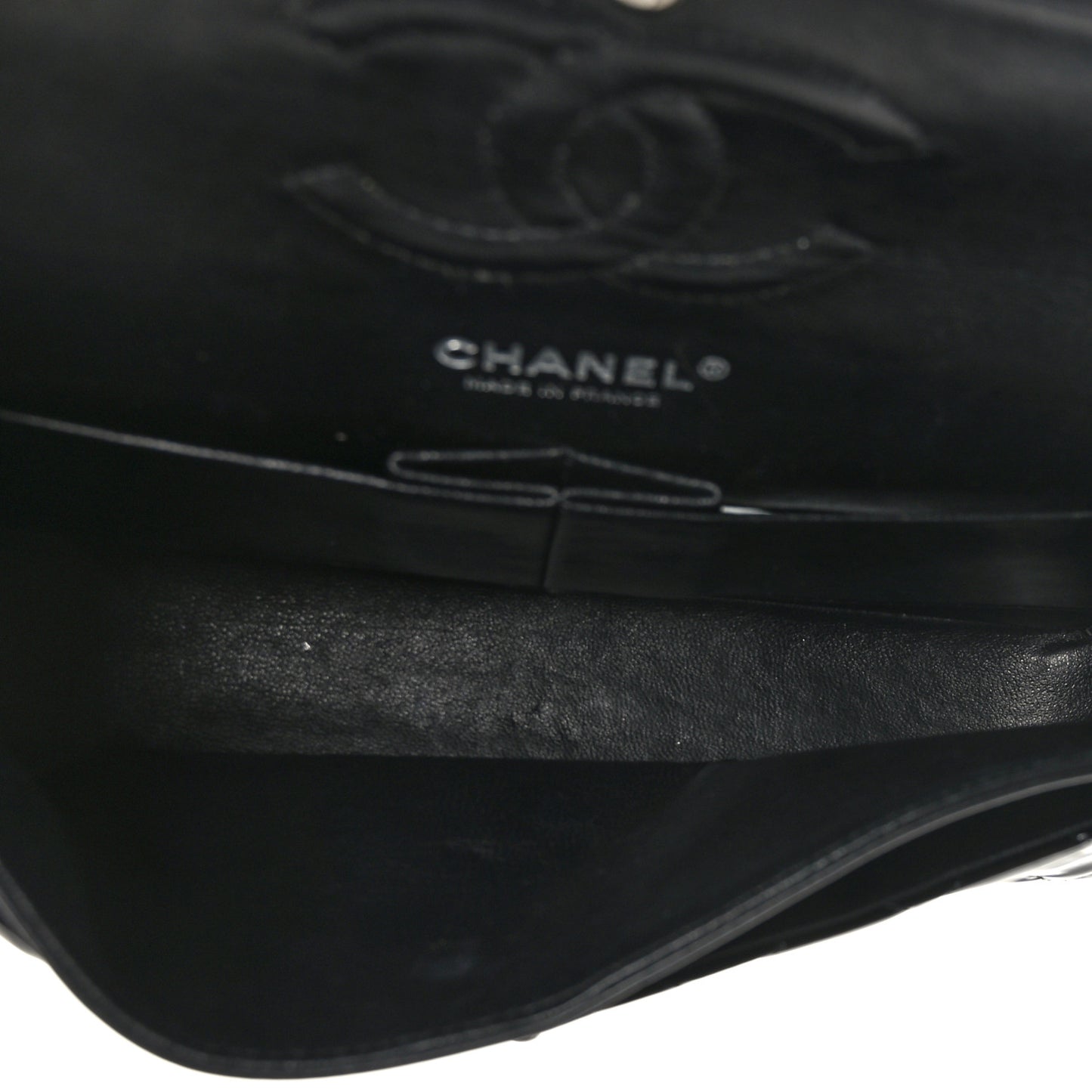 Patent Quilted Medium Double Flap Black