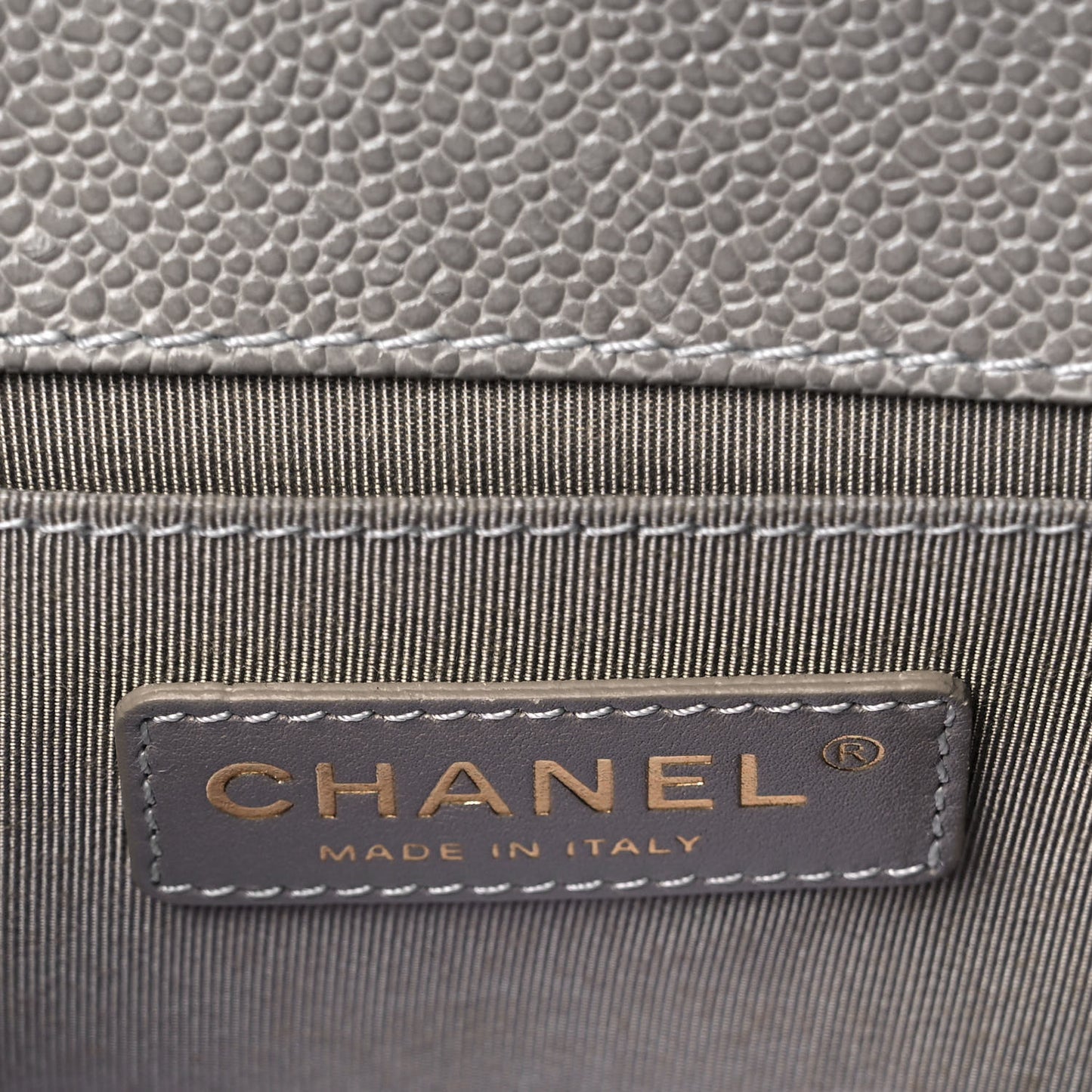 Caviar Quilted Small Boy Flap Light Grey