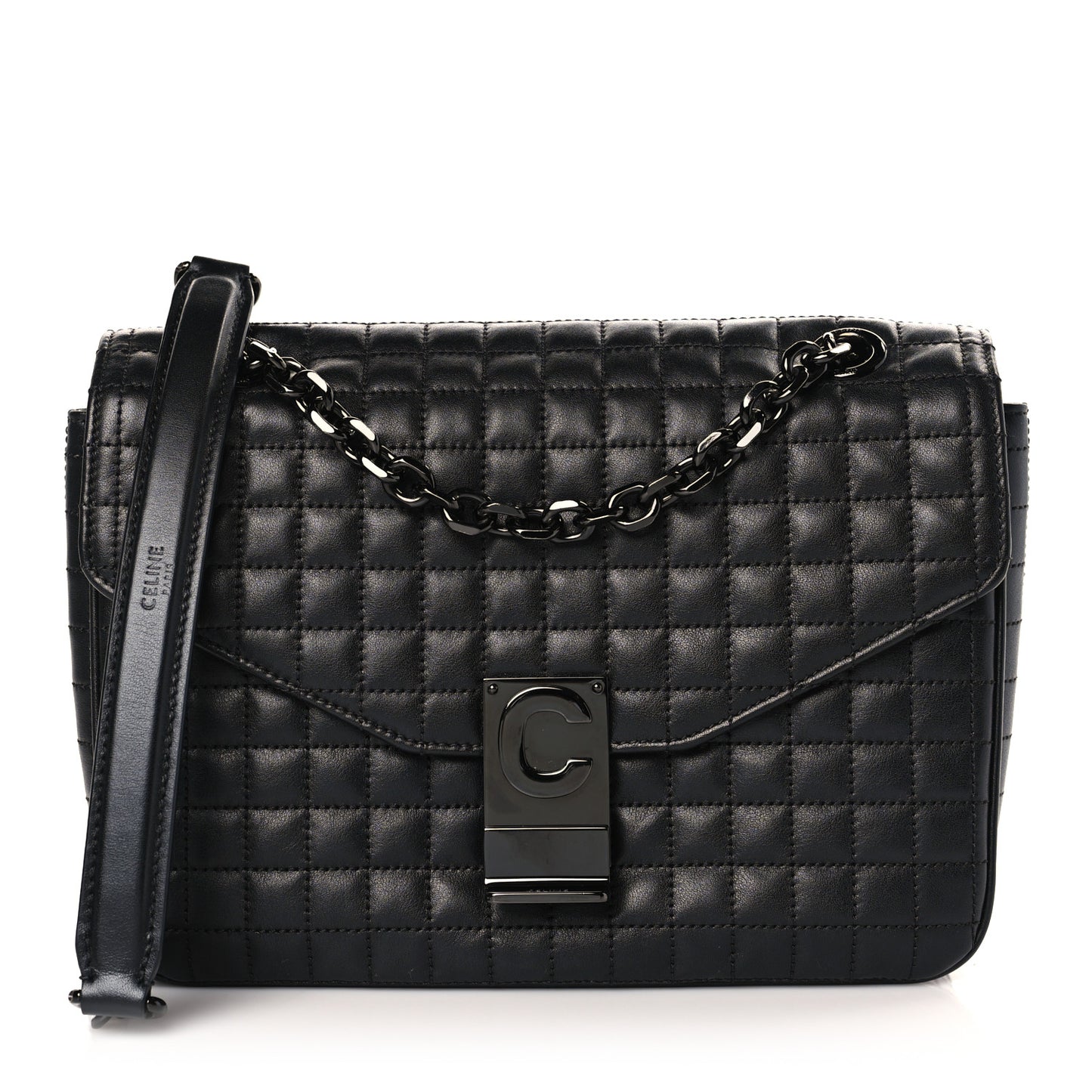 Calfskin Quilted Medium C Bag Black