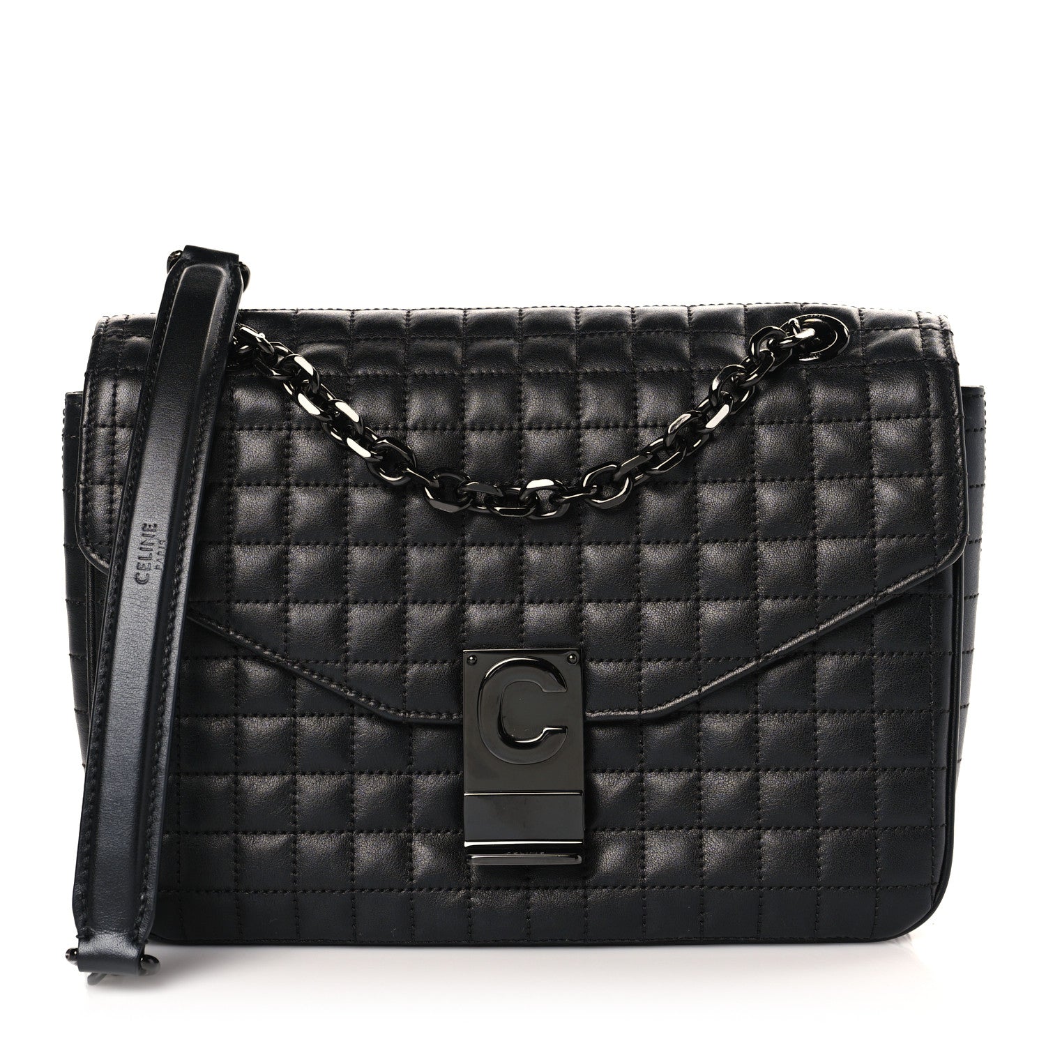 Celine Calfskin Quilted Medium C Bag Black 1 of 9