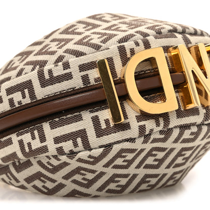 Fendi Fabric Jacquard FF 1974 Nano Fendigraphy Hobo Charm Beige 9 of 10