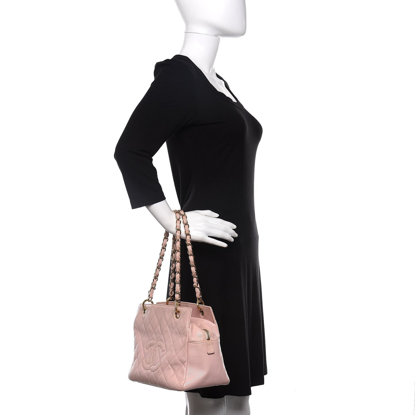 Caviar Quilted Petit Timeless Shopping Tote PTT Pink