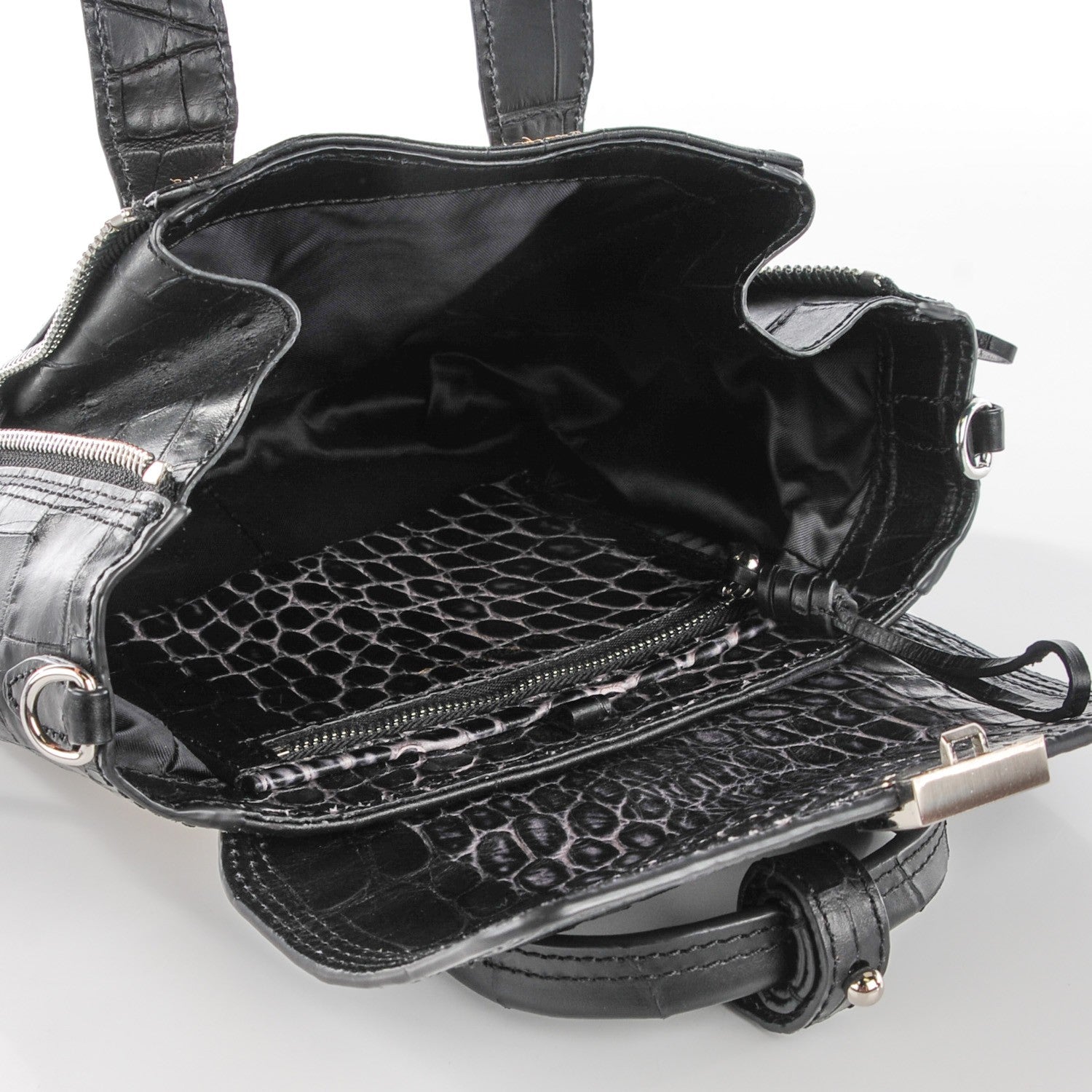 3.1 Phillip Lim 3.1 Calf Hair Calfskin Crocodile Embossed Mini Pashli Satchel Antique Grey Olive 5 of 12