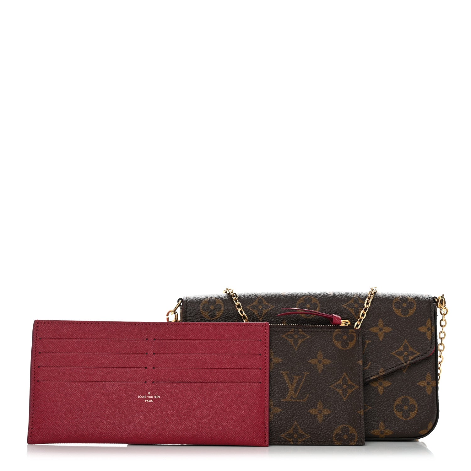 Louis Vuitton Monogram Pochette Felicie Chain Wallet Fuchsia 1 of 17