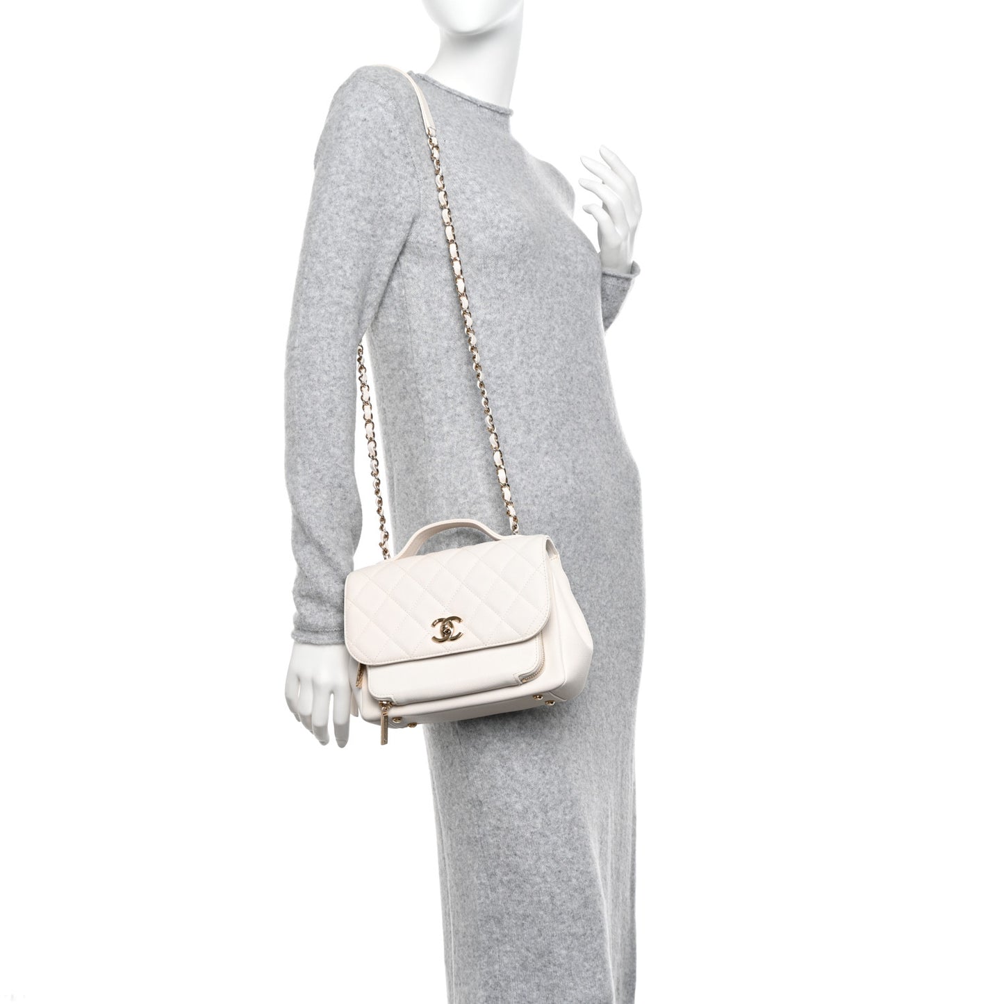 Caviar Quilted Medium Business Affinity Flap White