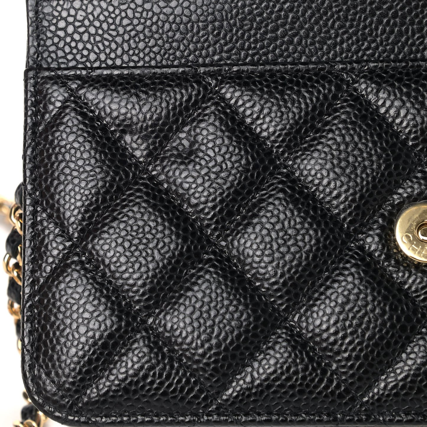Caviar Quilted Wallet On Chain WOC Black