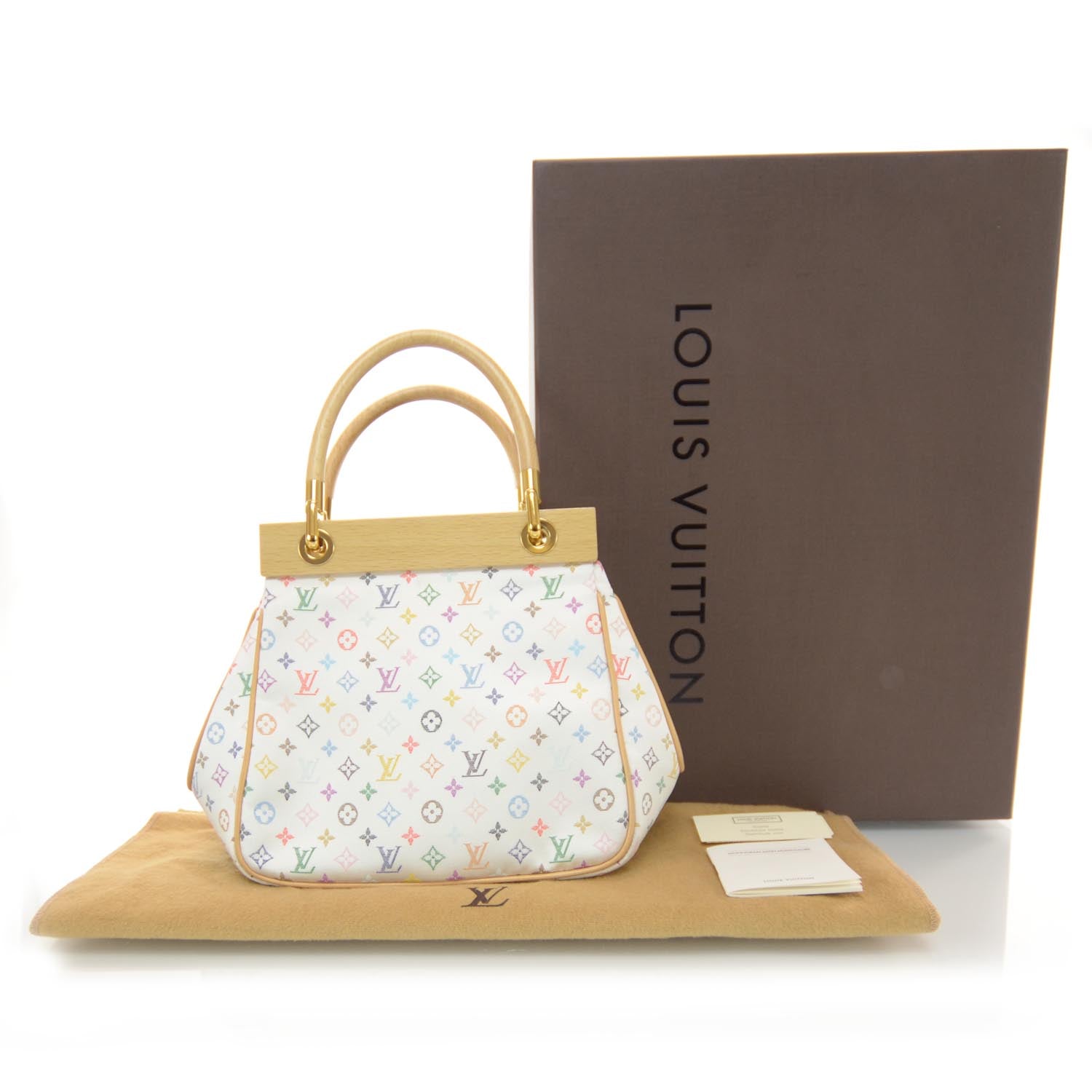 Louis Vuitton Silk Satin Monogram Multicolor Abelia White 2 of 6