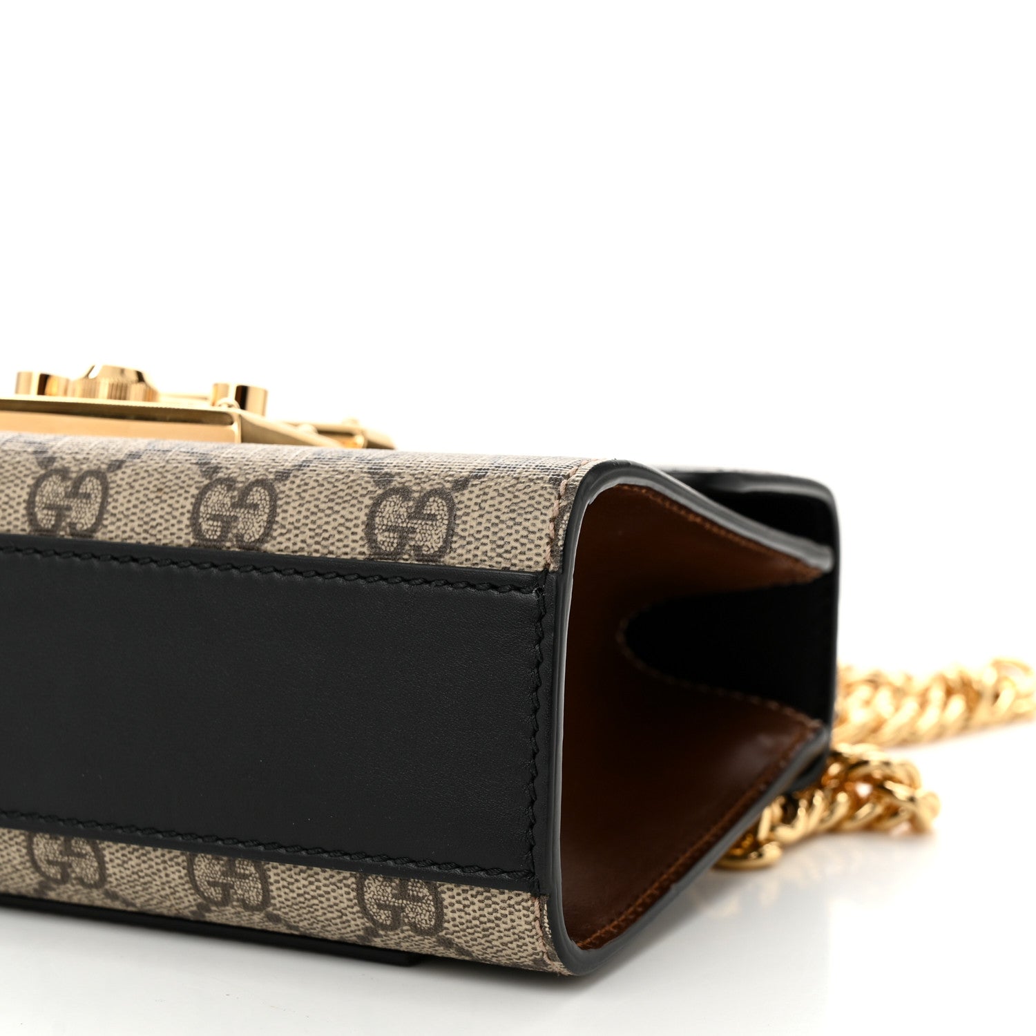 Gucci GG Supreme Monogram Calfskin Small Padlock Shoulder Bag Beige Black Cuir 9 of 9
