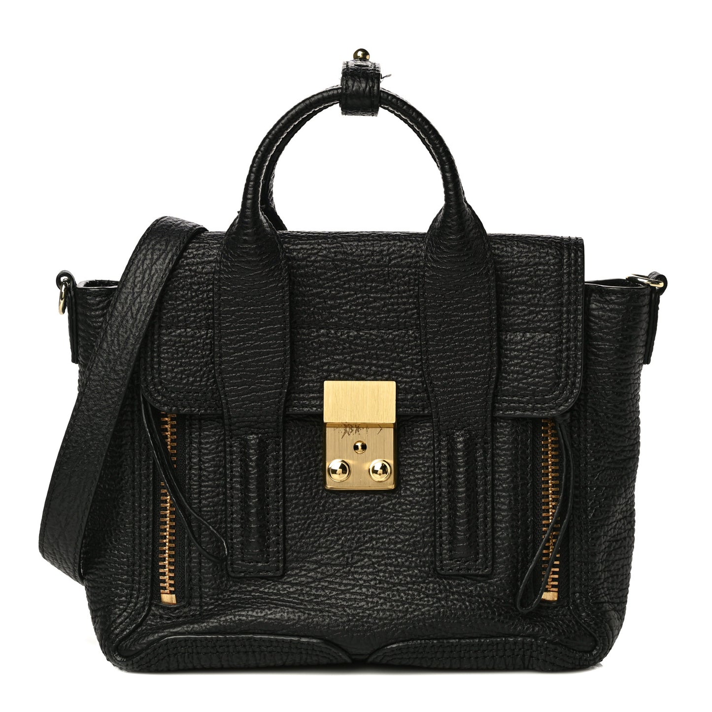 Textured Calfskin Mini Pashli Satchel Black