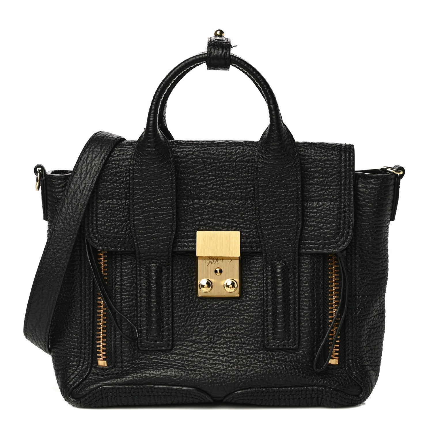 3.1 Phillip Lim Textured Calfskin Mini Pashli Satchel Black 1 of 12