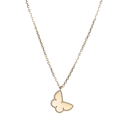 Van Cleef & Arpels 18K Yellow Gold Mother of Pearl Sweet Alhambra Butterfly Pendant Necklace 4 of 8