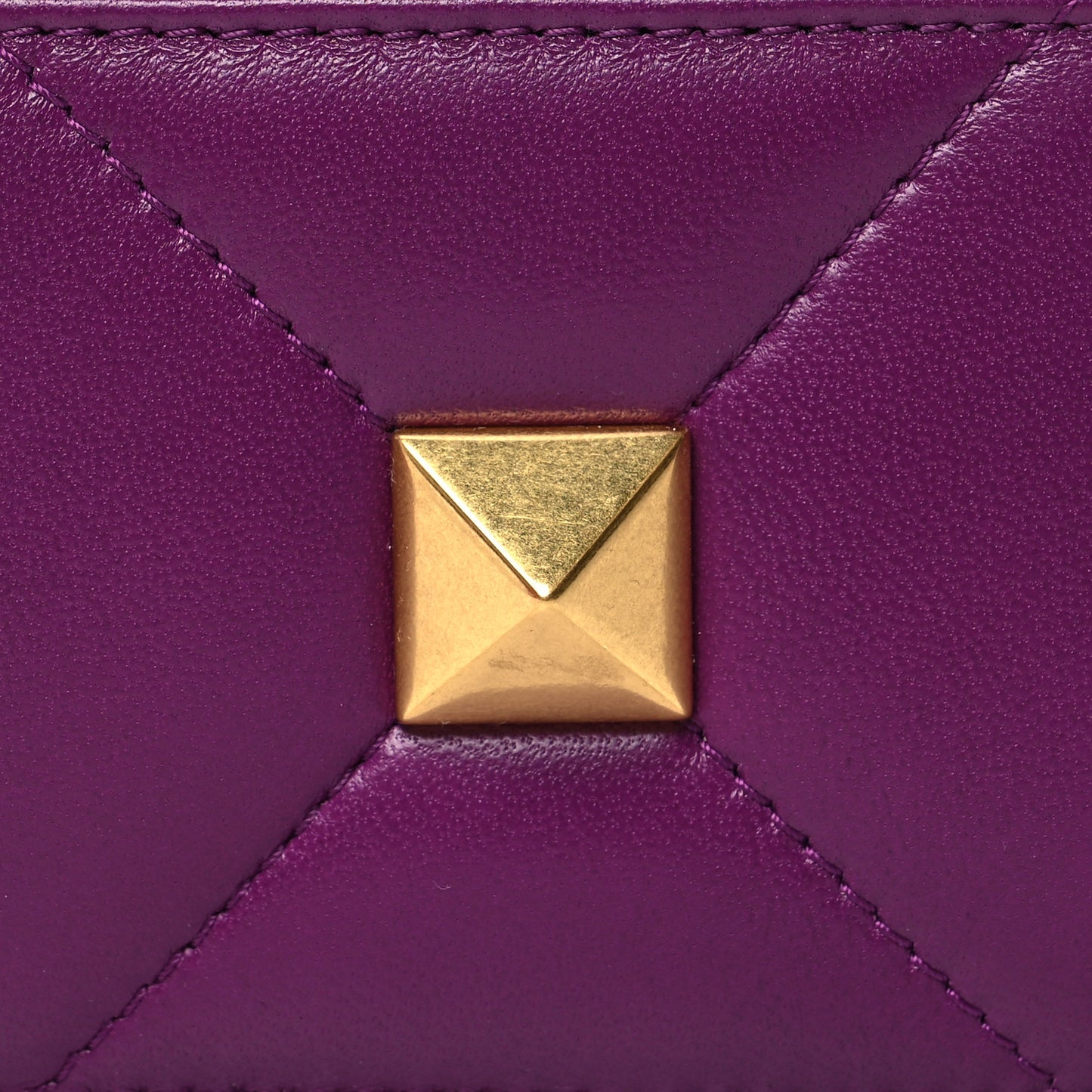 Nappa Roman Stud Zip Card Holder Prune