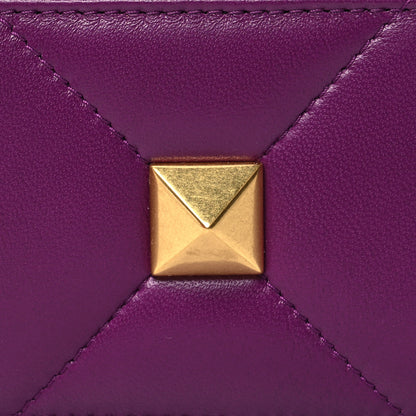 Valentino Garavani Nappa Roman Stud Zip Card Holder Prune 7 of 9
