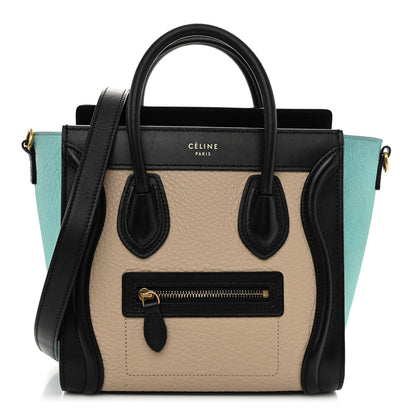 Celine Drummed Calfskin Nano Tri-Color Luggage Antarctic 1 of 9