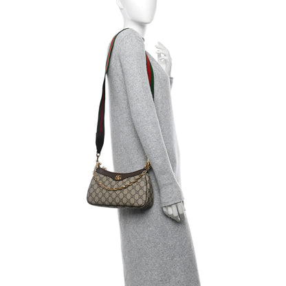 Gucci GG Supreme Monogram Textured Dollar Calfskin Web Small Ophidia GG Handbag Beige Ebony New Acero 2 of 10