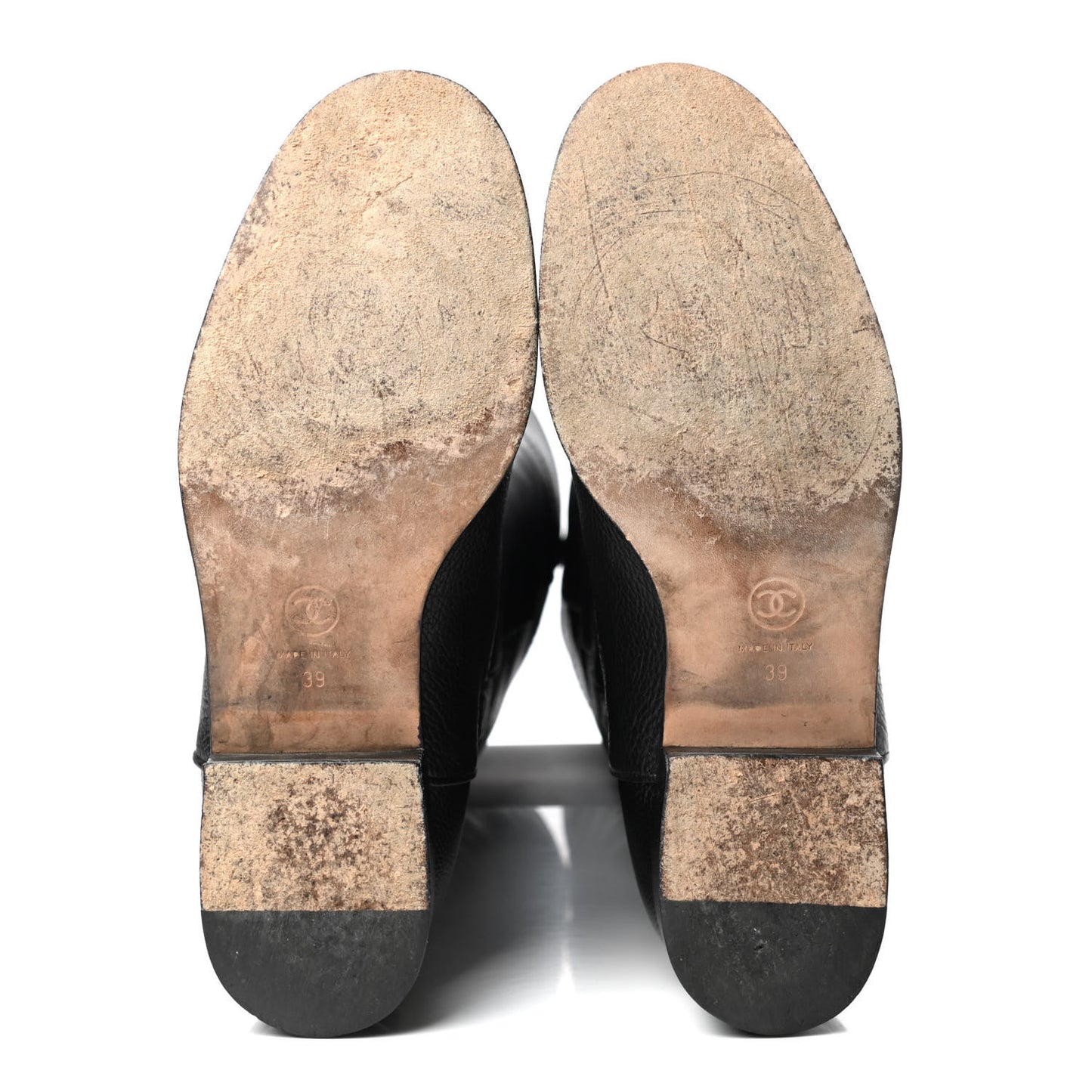 Calfskin Ascot Knee High CC Boots 39 Black