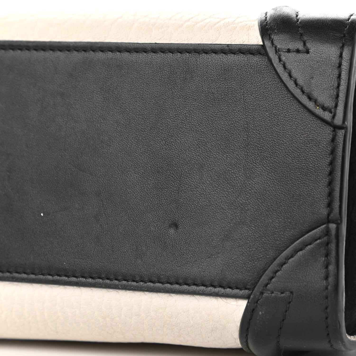 Celine Bullhide Calfskin Nubuck Bi-Color Nano Luggage Black White 12 of 14