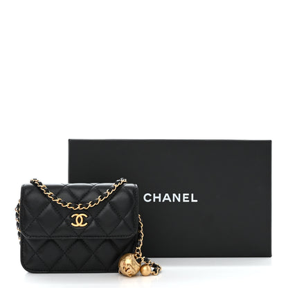 Chanel Lambskin Quilted Pearl Crush Clutch With Chain Black 12 of 12