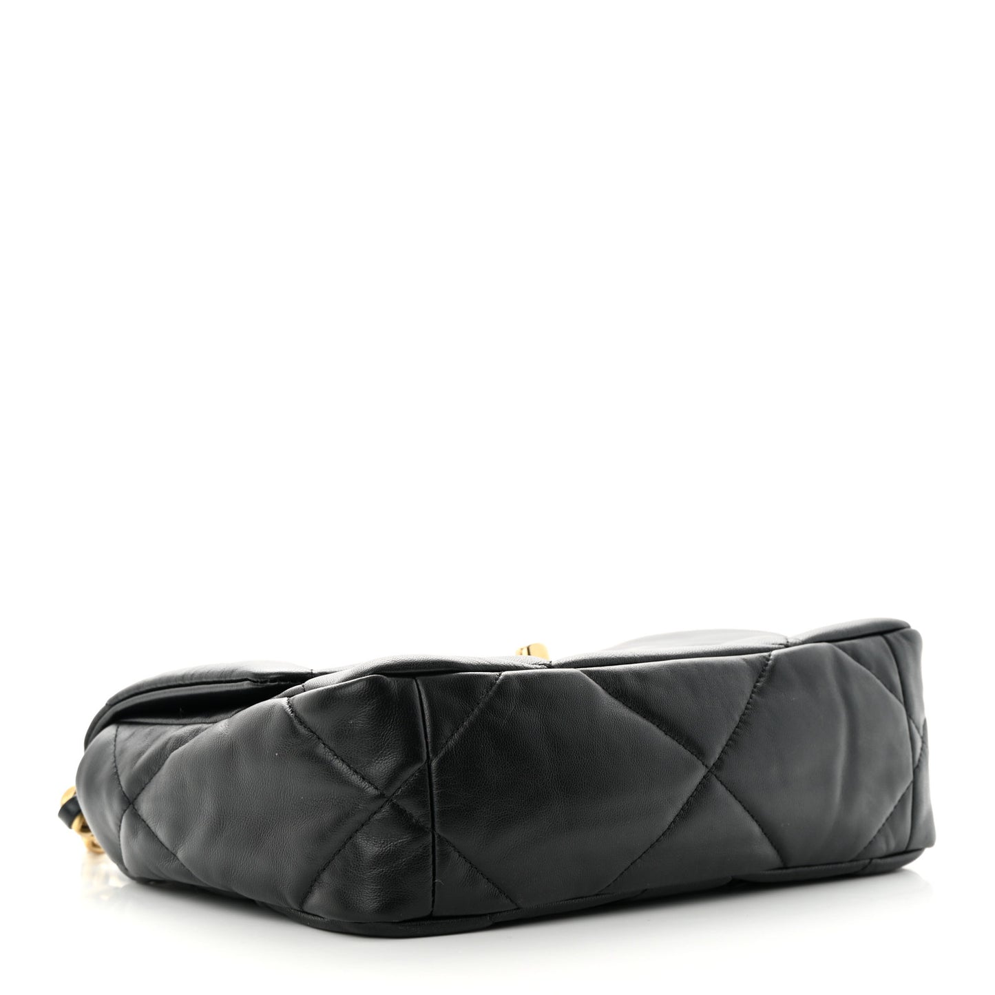 Shiny Goatskin Quilted Medium Chanel 19 Flap Black