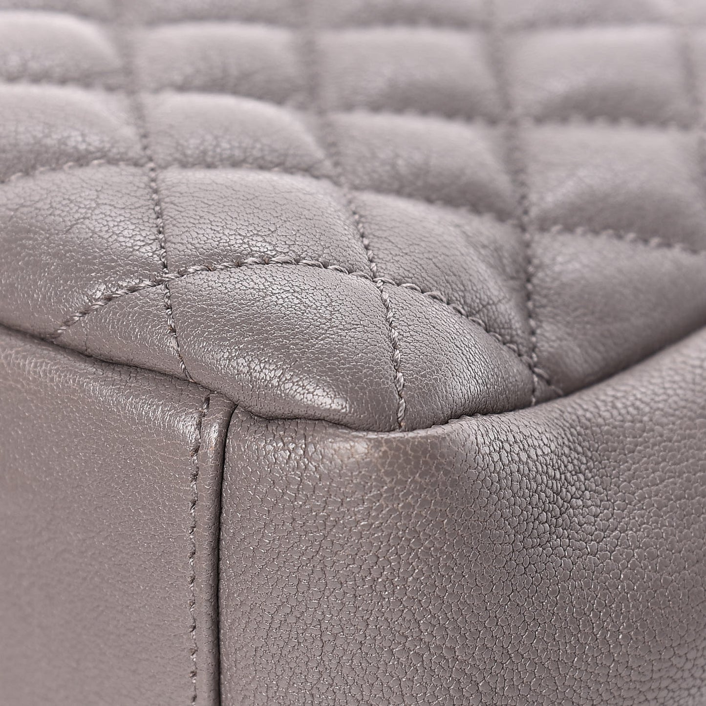 Sheepskin Tri-Quilt Monogram Medium College Bag Gray