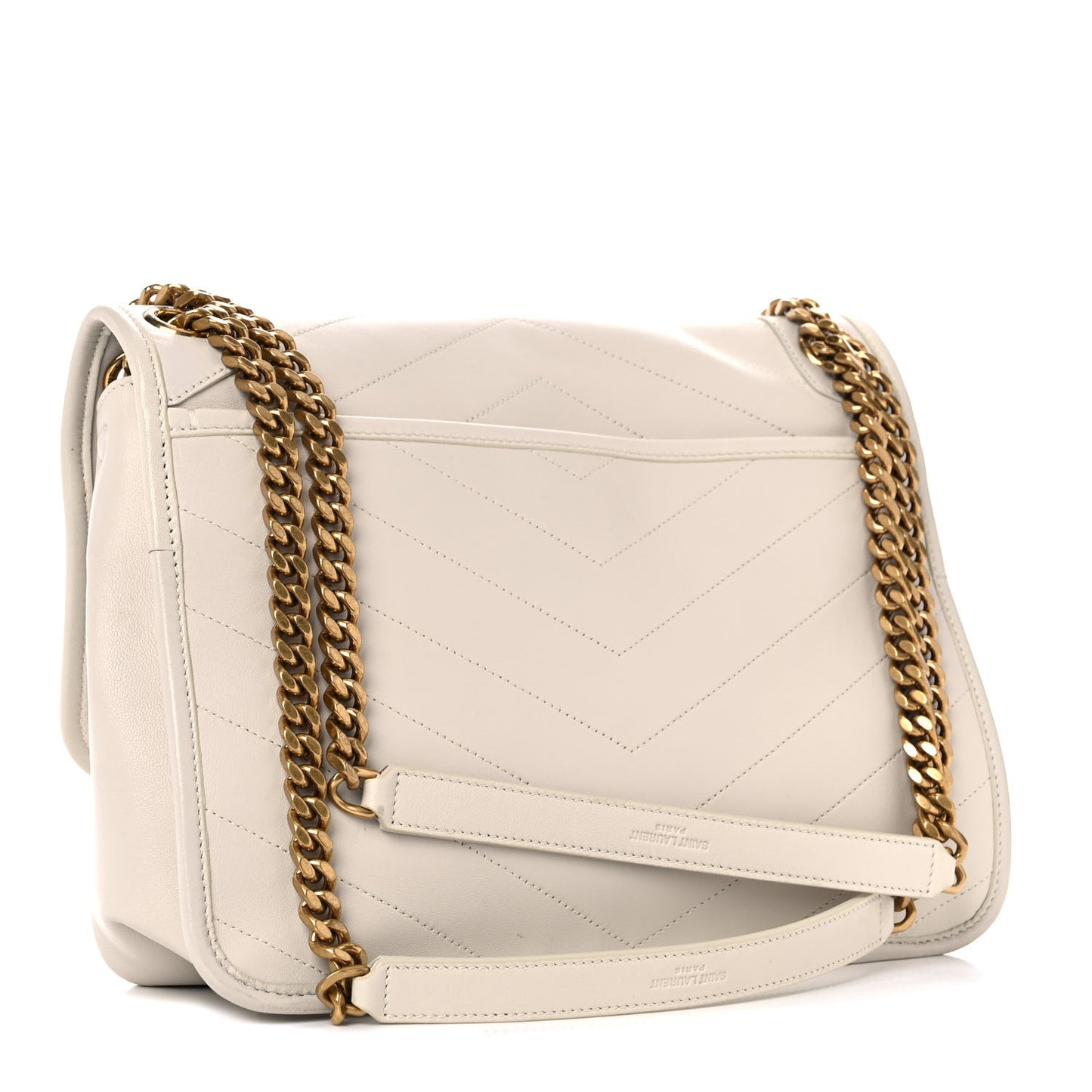 Lambskin Matelasse Monogram Medium Niki Chain Satchel Ivory