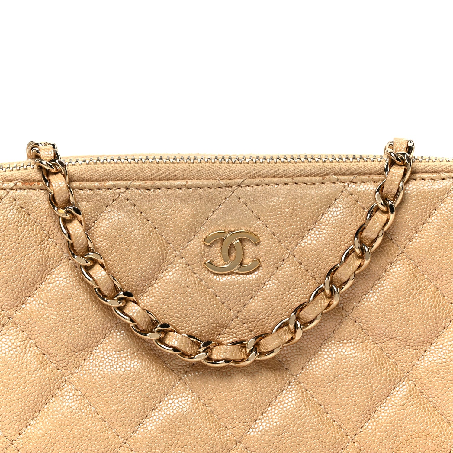 Chanel Metallic Caviar Quilted Small Clutch With Chain Gold 11 of 13