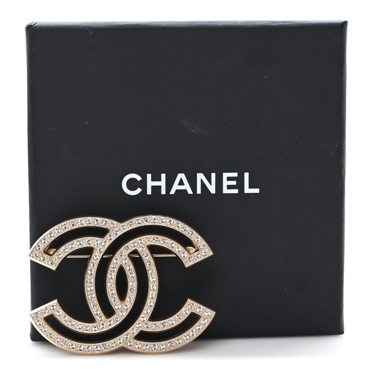 Chanel Crystal CC Brooch Gold 4 of 4