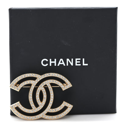 Chanel Crystal CC Brooch Gold 4 of 4