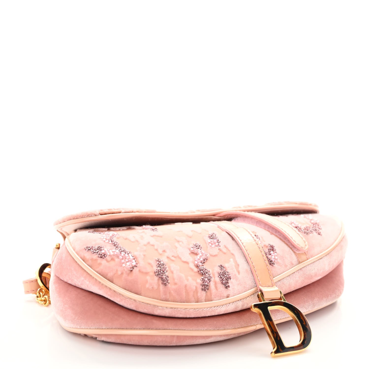 Christian Dior CHRISTIAN DIOR Velvet Beaded Saddle Bag Pink 4 of 10
