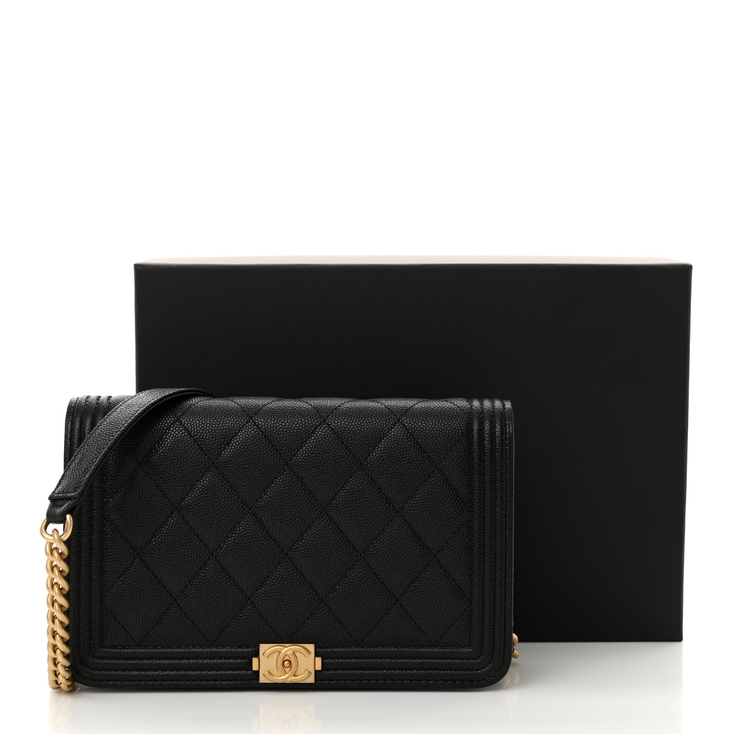 Chanel Caviar Quilted Boy Wallet On Chain WOC Black 13 of 13