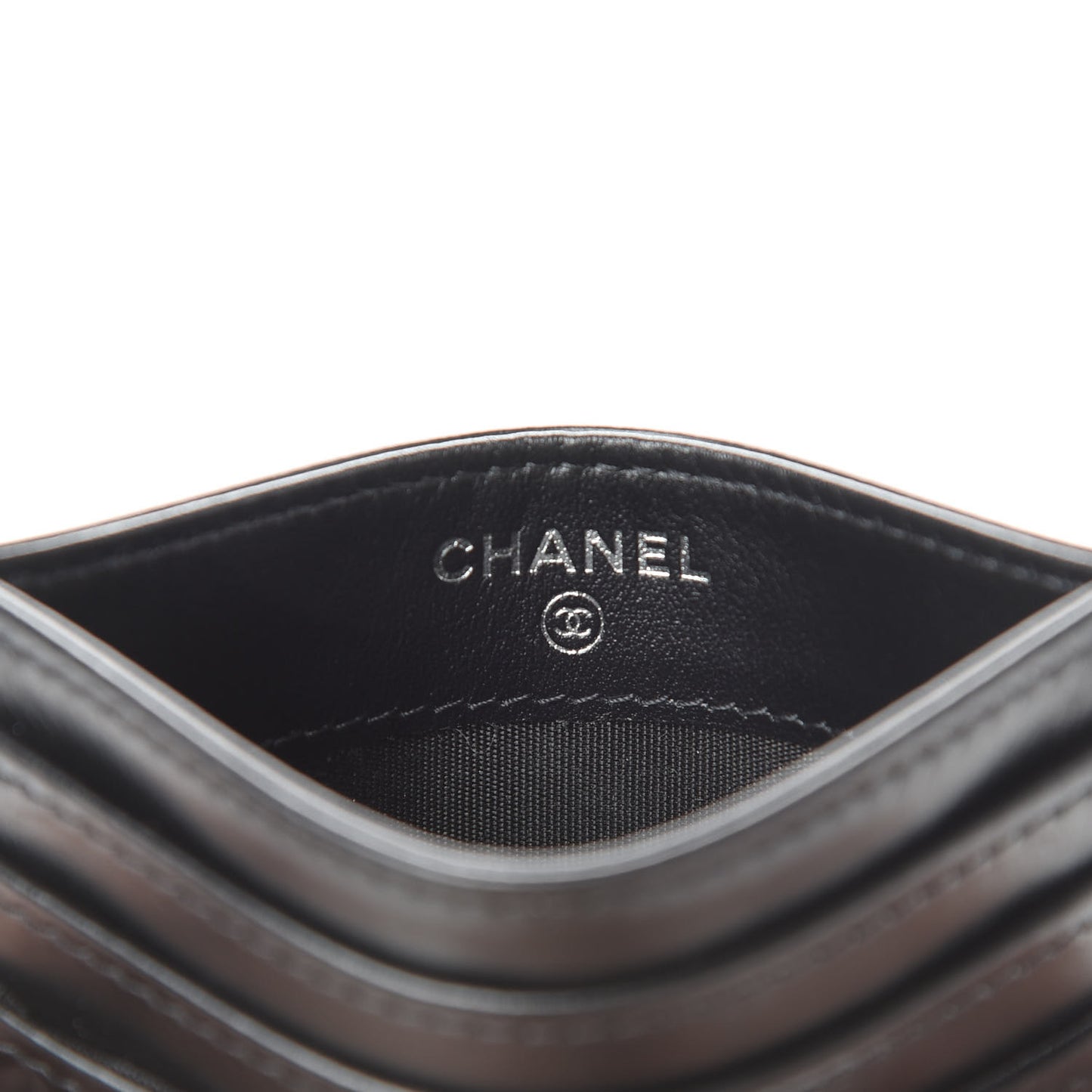 Lambskin Quilted Card Holder Black