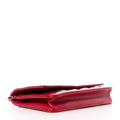 Chanel Patent Quilted Wallet On Chain WOC Red 4 of 12