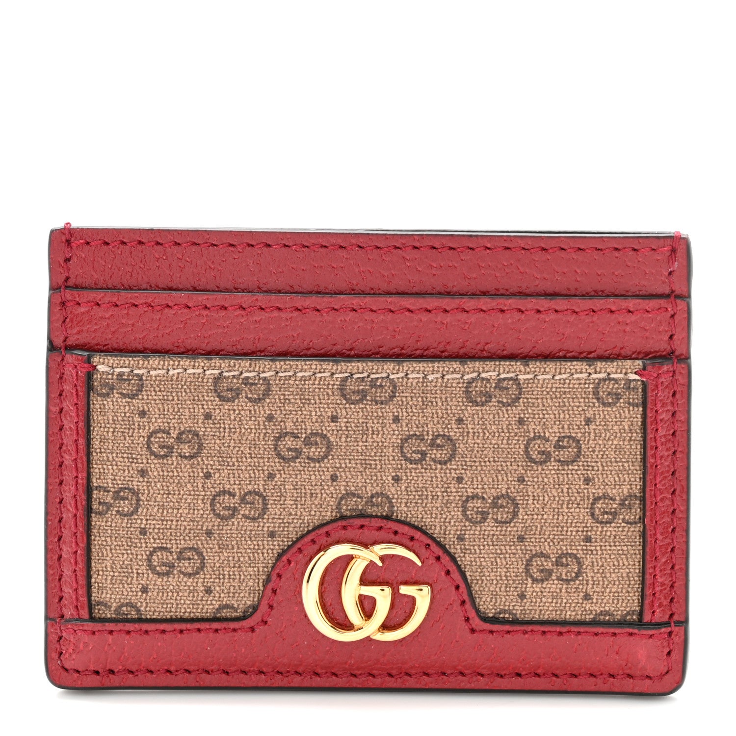 Gucci X DORAEMON Mini Vintage GG Supreme Monogram Card Holder Beige Cherry Red 1 of 6