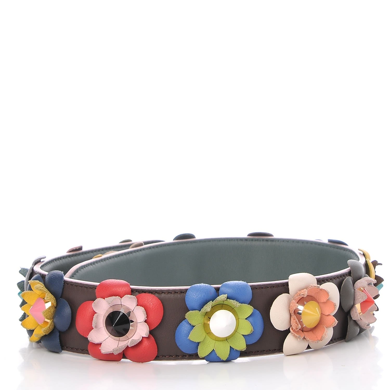 Fendi Vitello Dolce Flowerland Studded Strap You Moresco Malachite 2 of 4
