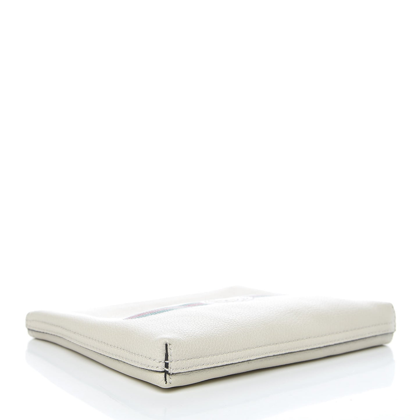 Pebbled Calfskin Medium Logo Portfolio Clutch White