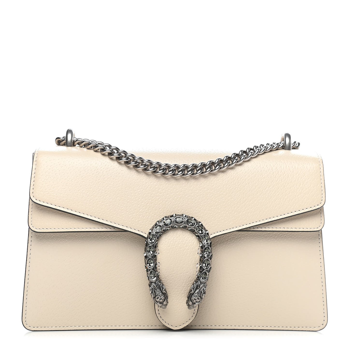 Textured Calfskin Crystal Small Dionysus Shoulder Bag Mystic White