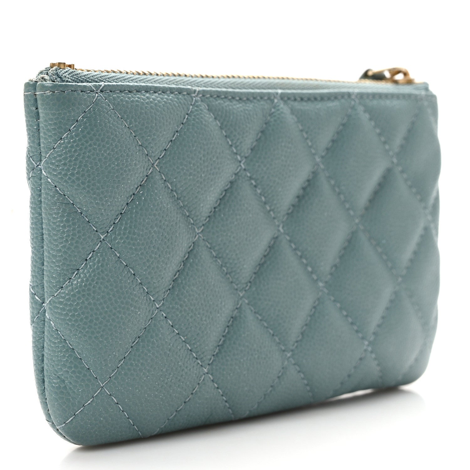 Chanel Iridescent Caviar Quilted Small Cosmetic Case Light Blue 3 of 8