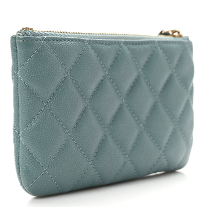 Chanel Iridescent Caviar Quilted Small Cosmetic Case Light Blue 3 of 8