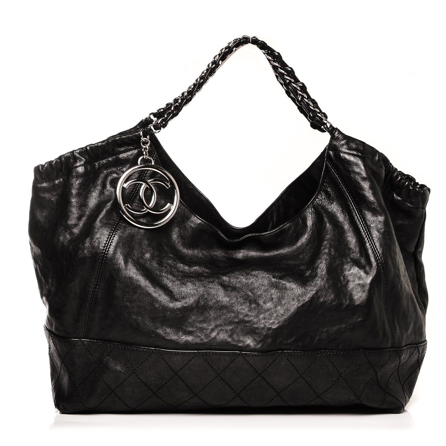 Distressed Caviar XL Coco Cabas Black