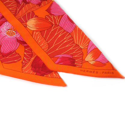Hermes Silk Fleurs De Lotus Twilly Corail 5 of 6