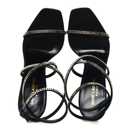 Saint Laurent Satin Crystal Opyum 110 Sandals 39.5 Black 2 of 9