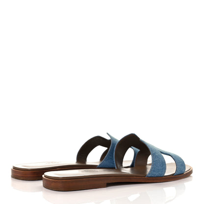 Hermes Denim Canvas Oran Sandals 37.5 Bleu Clair 4 of 8