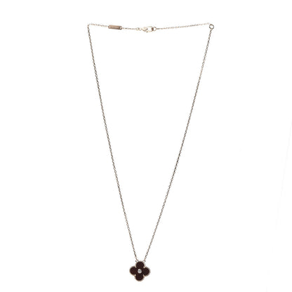 Van Cleef & Arpels 18K Rose Gold Diamond Carnelian Vintage Alhambra Pendant Necklace 3 of 7