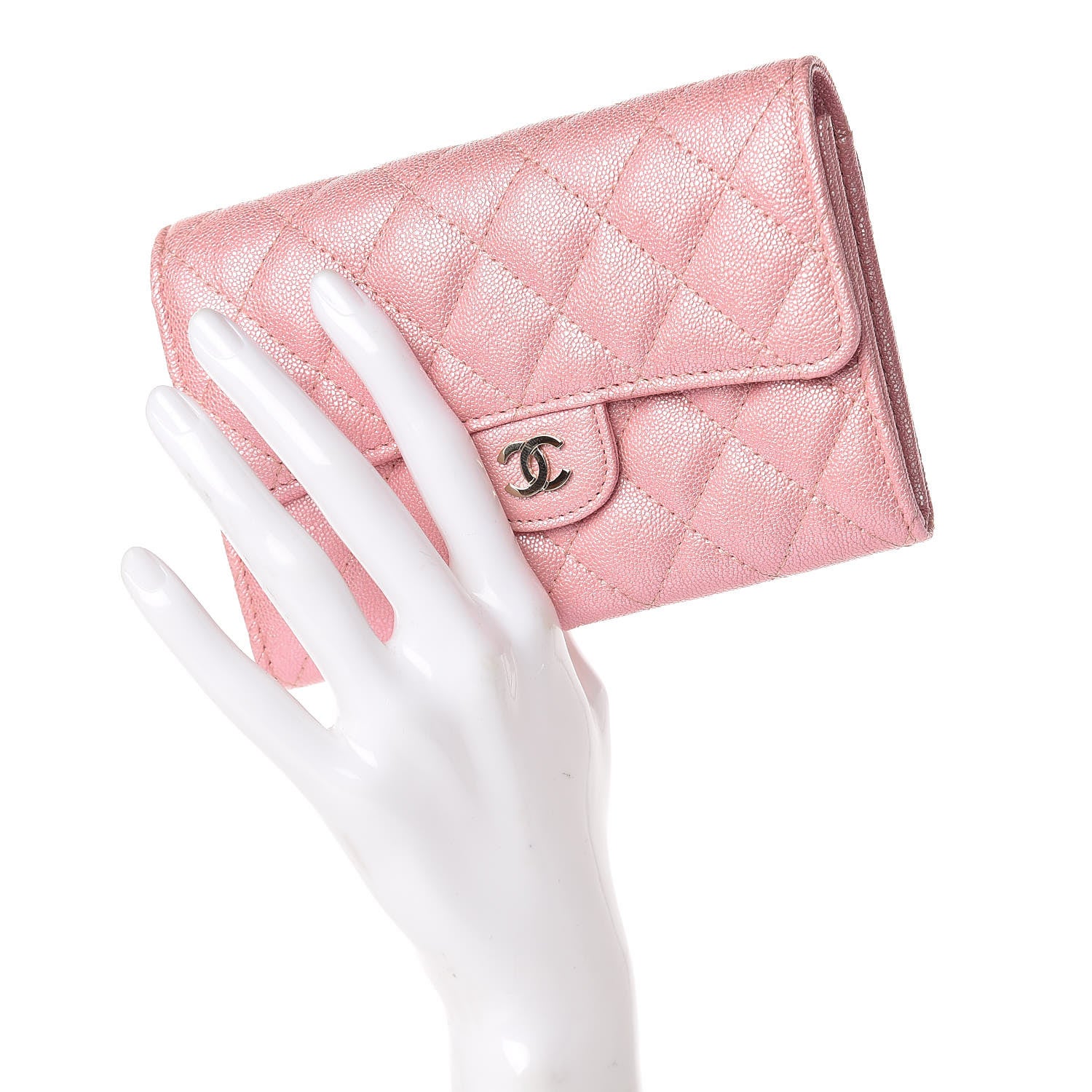 Chanel Iridescent Caviar Quilted Medium Flap Wallet Rose Pink 2 of 9